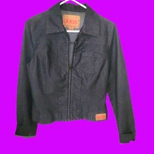 GUESS Denim Lightweight Blue Jean Full Zippered Jacket